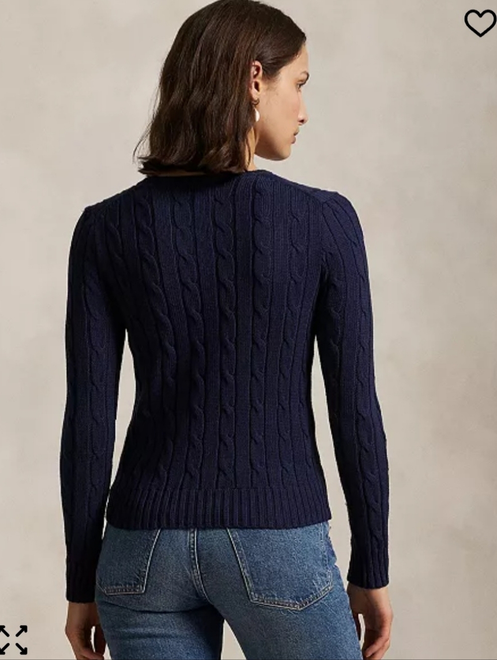 Ralph Lauren Navy Cable-Knit Crewneck Sweater Size XL - Picture 2 of 7
